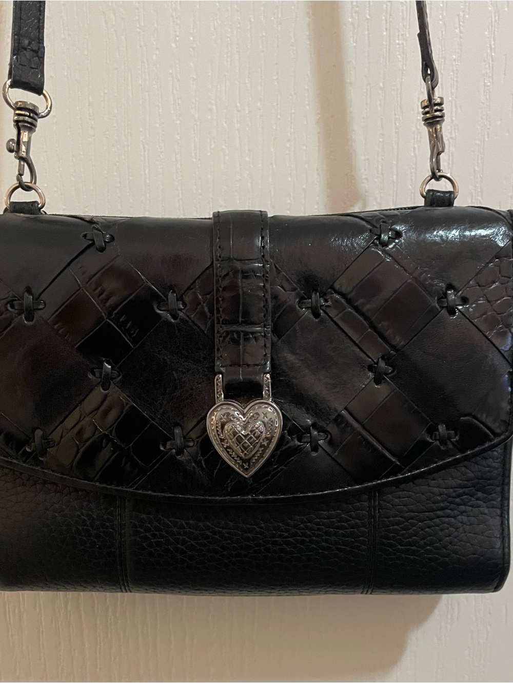 Black Brighton Women's Crossbody Bag with Heart Lock